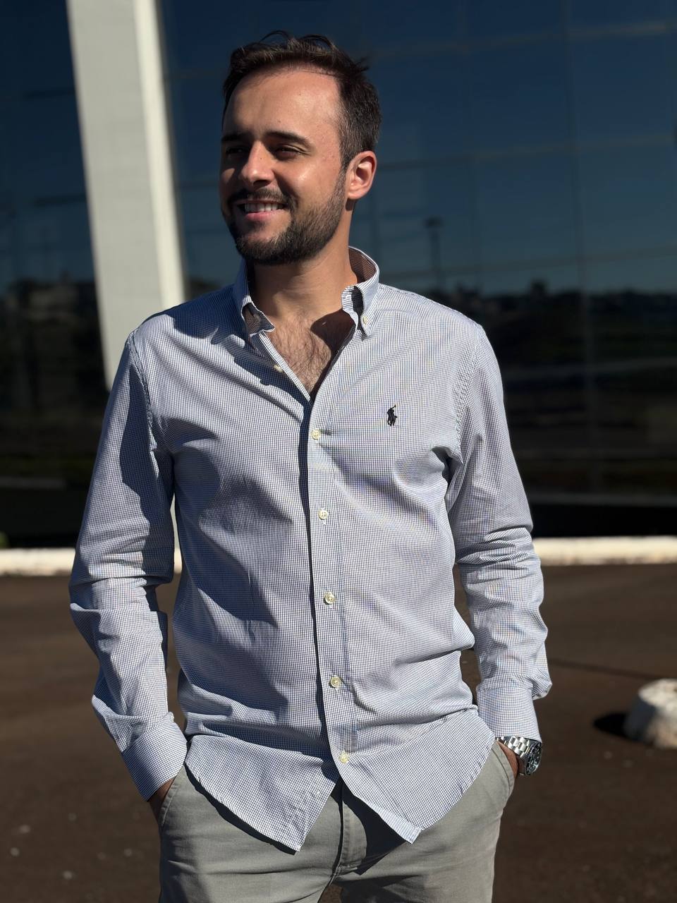 Camisa Ralph Lauren Masculina Micro Xadrez Luxo Preta Pony Preto