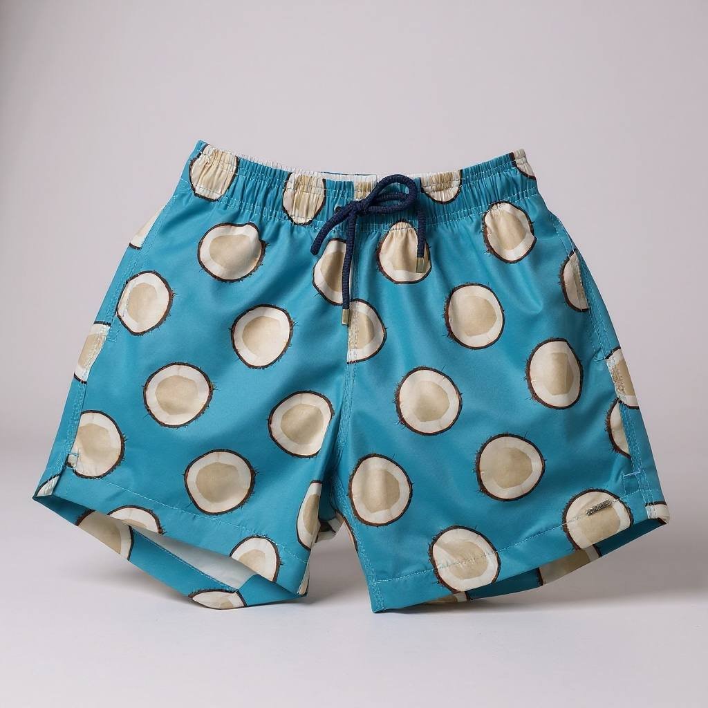 Shorts Praia Masculino Khotz Estampa Coco com Ponteiras em Metal