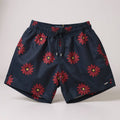 Shorts Praia Masculino Khotz Estampa Flores cor Azul com Ponteiras em Metal