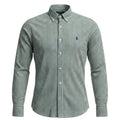 Camisa Ralph Lauren Masculina Oxford Micro Xadrez Clássico Verde Pony Marinho