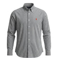 Camisa Ralph Lauren Masculina Oxford Micro Xadrez Clássico Preta Pony Vermelho