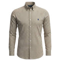 Camisa Ralph Lauren Masculina Oxford Micro Xadrez Clássico Marrom Pony Marinho