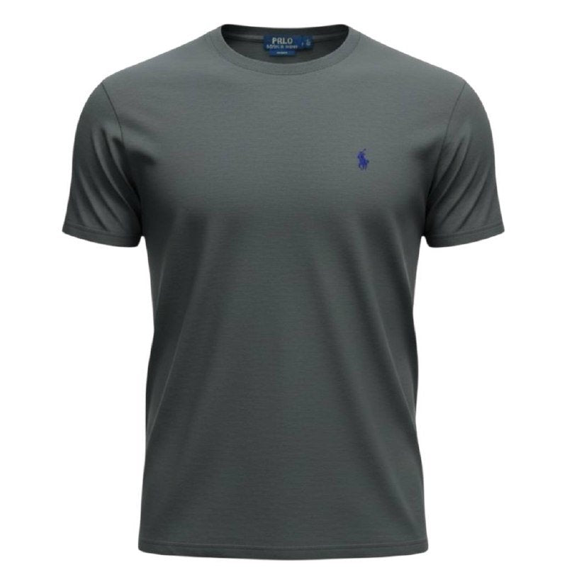 Camiseta Básica Ralph Lauren Masculina Cinzenta Pony Marinho