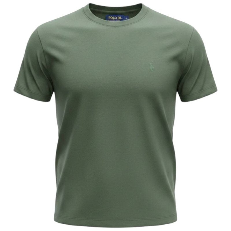 Camiseta Básica Masculina Supima Siliconada Ralph Lauren Verde Floresta Monocromática