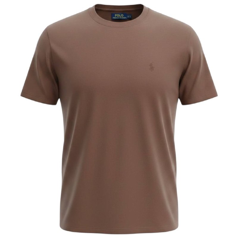 Camiseta Básica Masculina Supima Siliconada Ralph Lauren Marrom Monocromática
