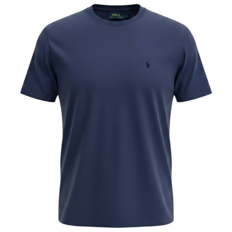 Camiseta Básica Masculina Supima Siliconada Ralph Lauren Marinho Monocromática