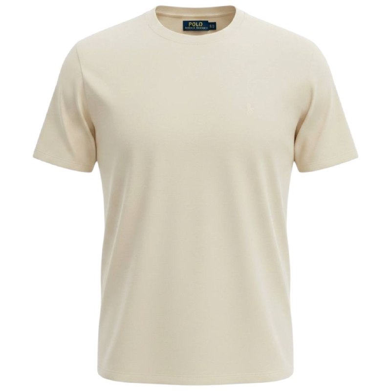 Camiseta Básica Masculina Supima Siliconada Ralph Lauren Branca Monocromática