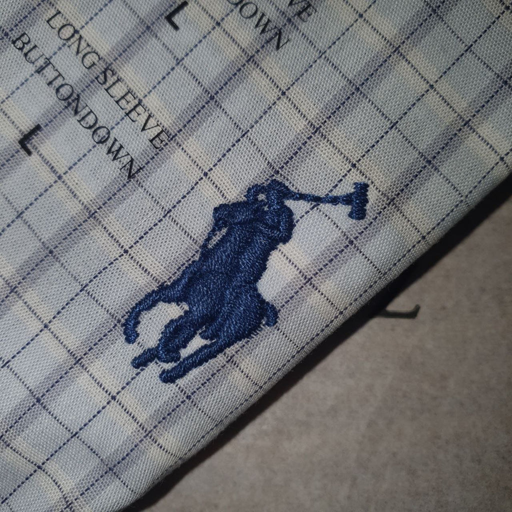 Camisa Ralph Lauren Masculina Xadrez Executivo Pony Marinho