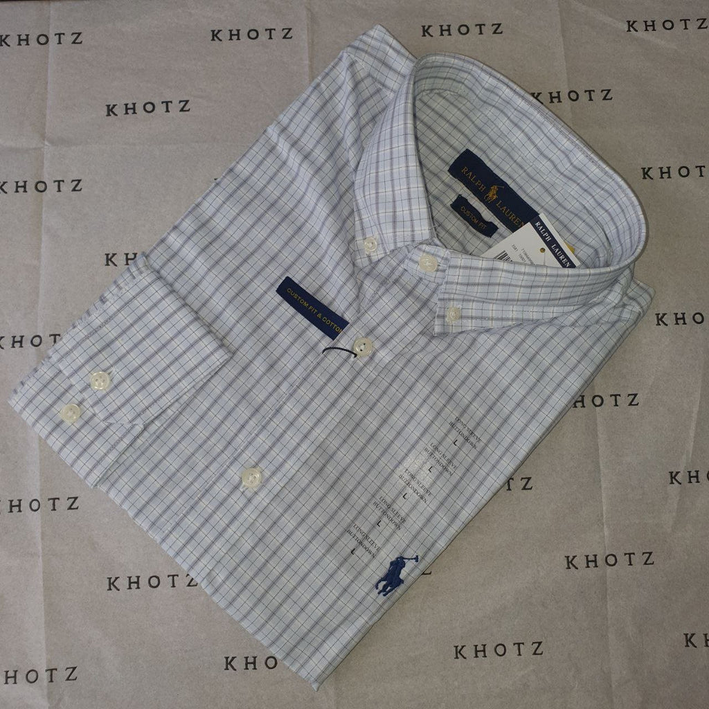 Camisa Ralph Lauren Masculina Xadrez Executivo Pony Marinho