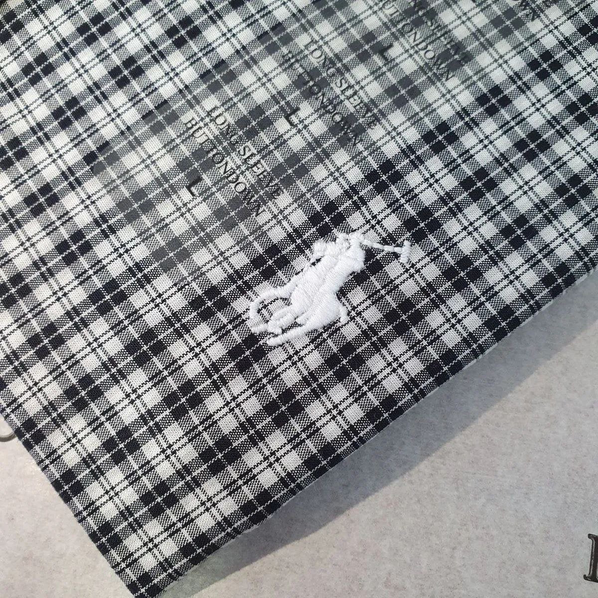 Camisa Ralph Lauren Masculina Xadrez Preto e Branco Pony clássico