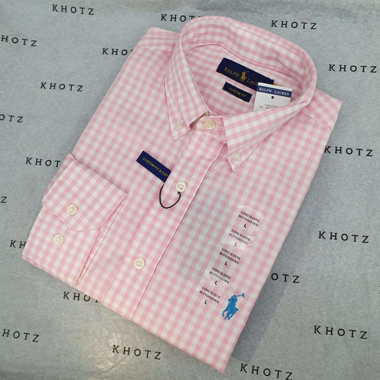 Camisa Ralph Lauren Masculina Xadrez Rosa Pony Azul Bebê