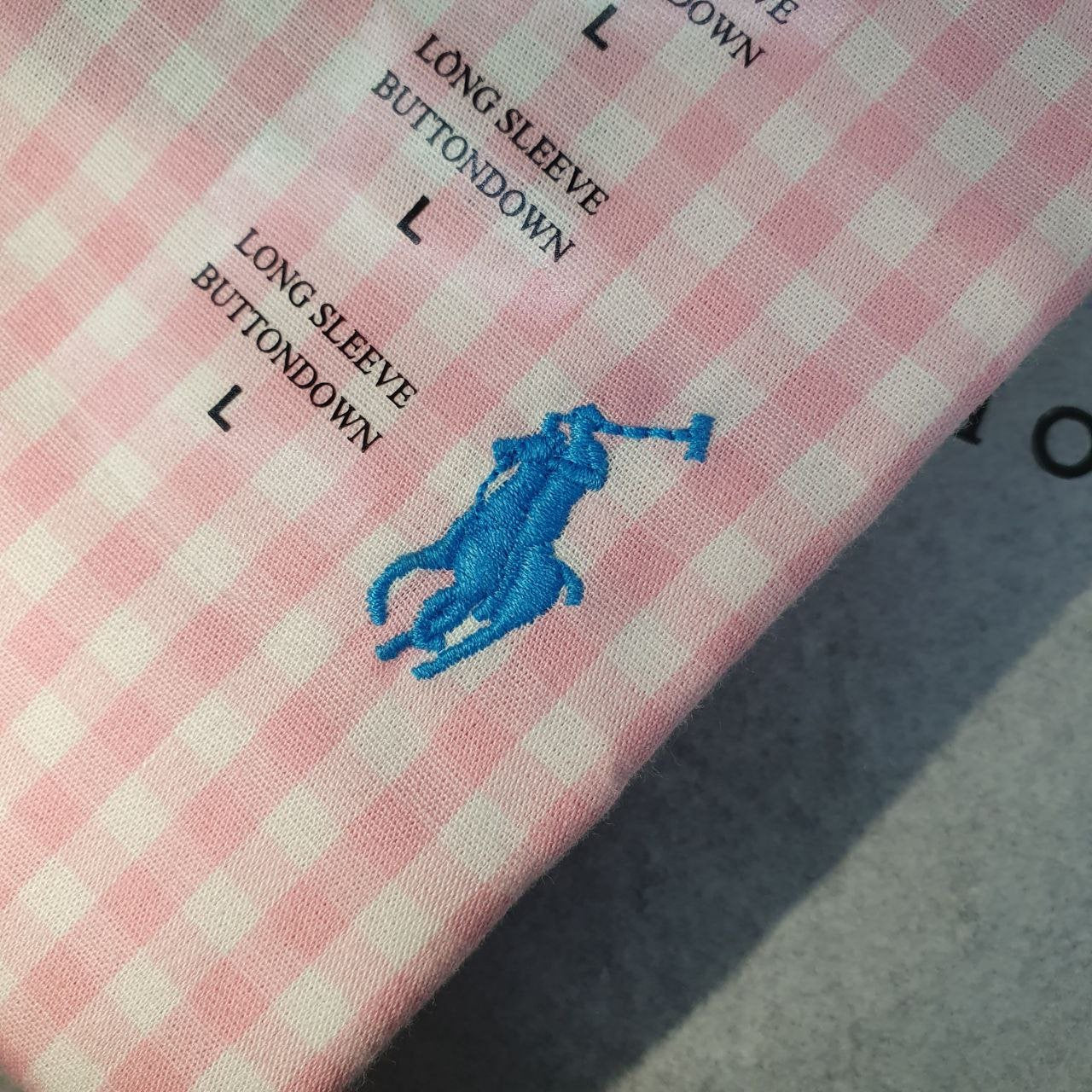Camisa Ralph Lauren Masculina Xadrez Rosa Pony Azul Bebê