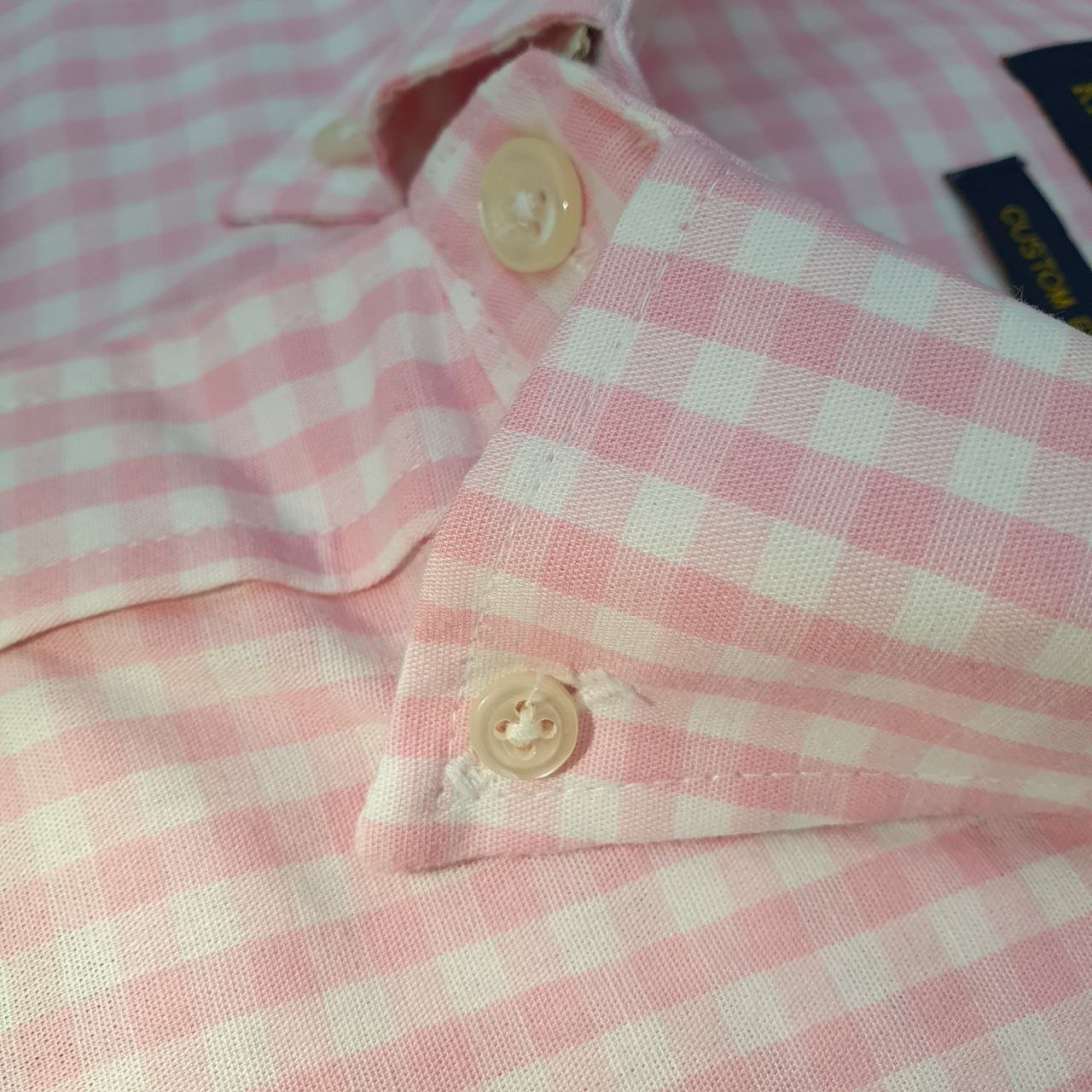 Camisa Ralph Lauren Masculina Xadrez Rosa Pony Azul Bebê