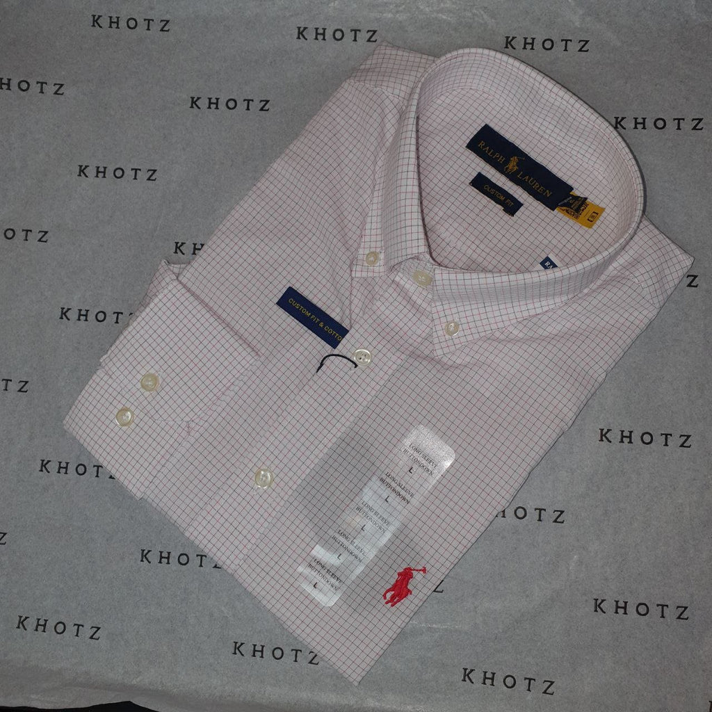 Camisa Ralph Lauren Masculina Xadrez Minimalista Executivo Pony Vermelho