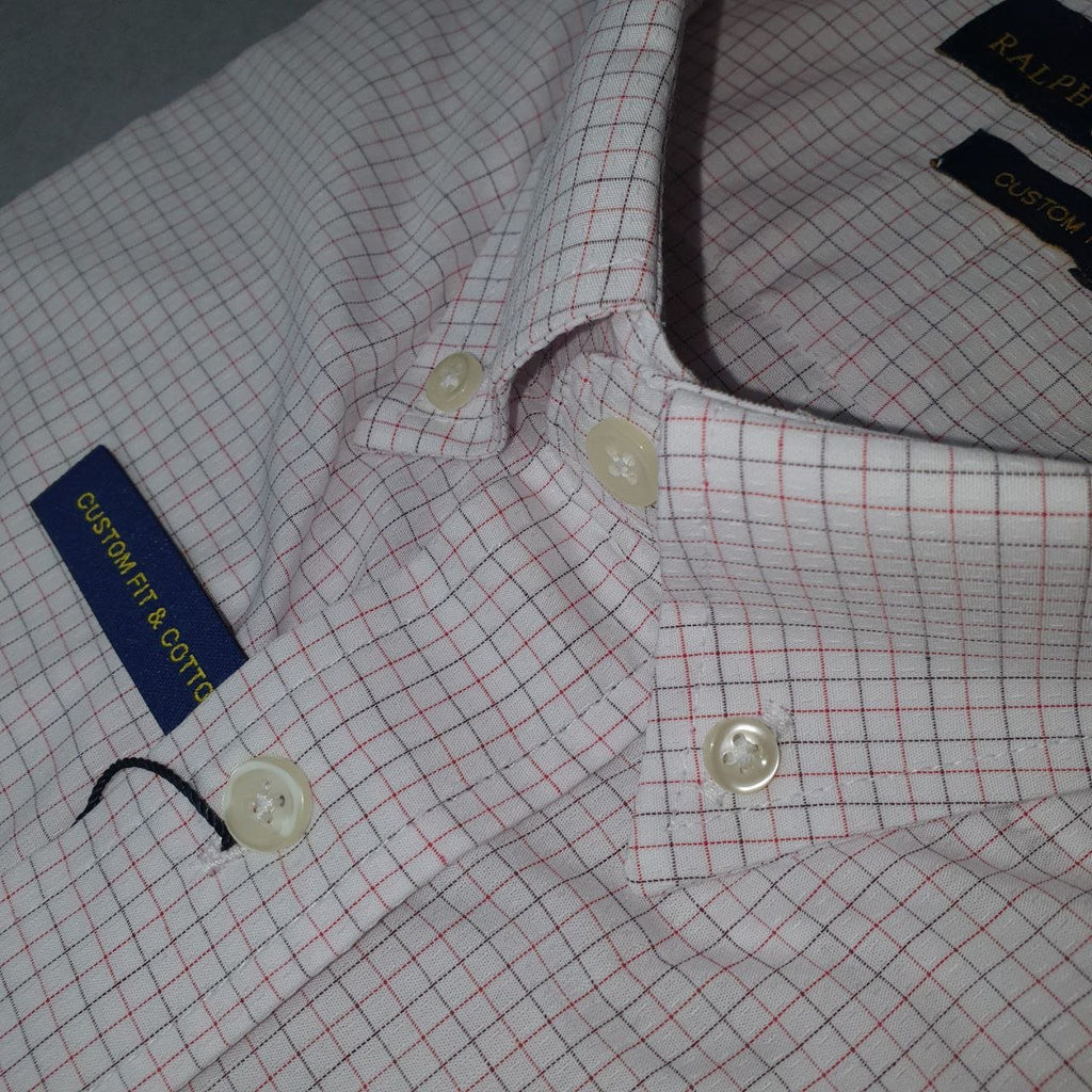 Camisa Ralph Lauren Masculina Xadrez Minimalista Executivo Pony Vermelho