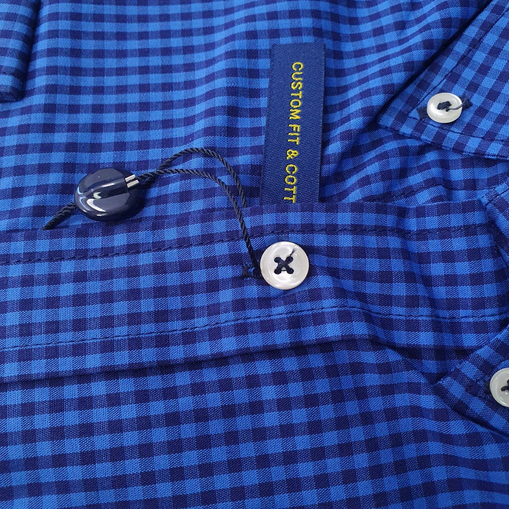 Camisa Ralph Lauren Masculina Micro Xadrez Australiano Azul Pony Cinza
