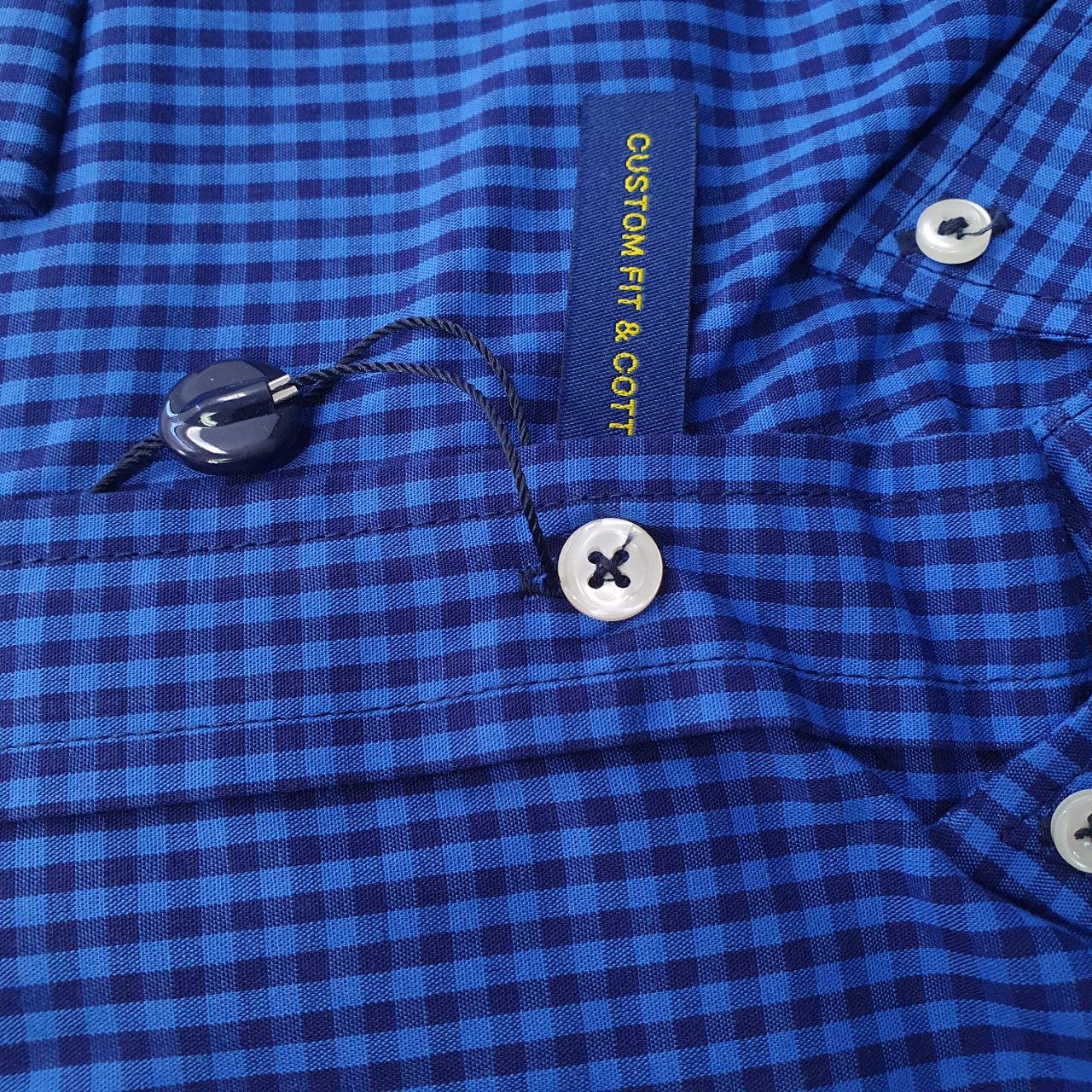 Camisa Ralph Lauren Masculina Micro Xadrez Australiano Azul Pony Cinza