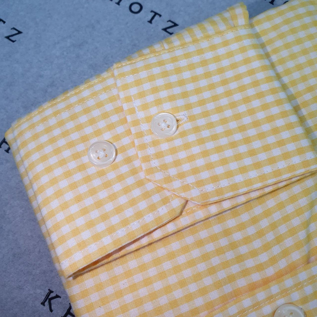 Camisa Ralph Lauren Masculina Micro Xadrez Amarelo Pony Roxo