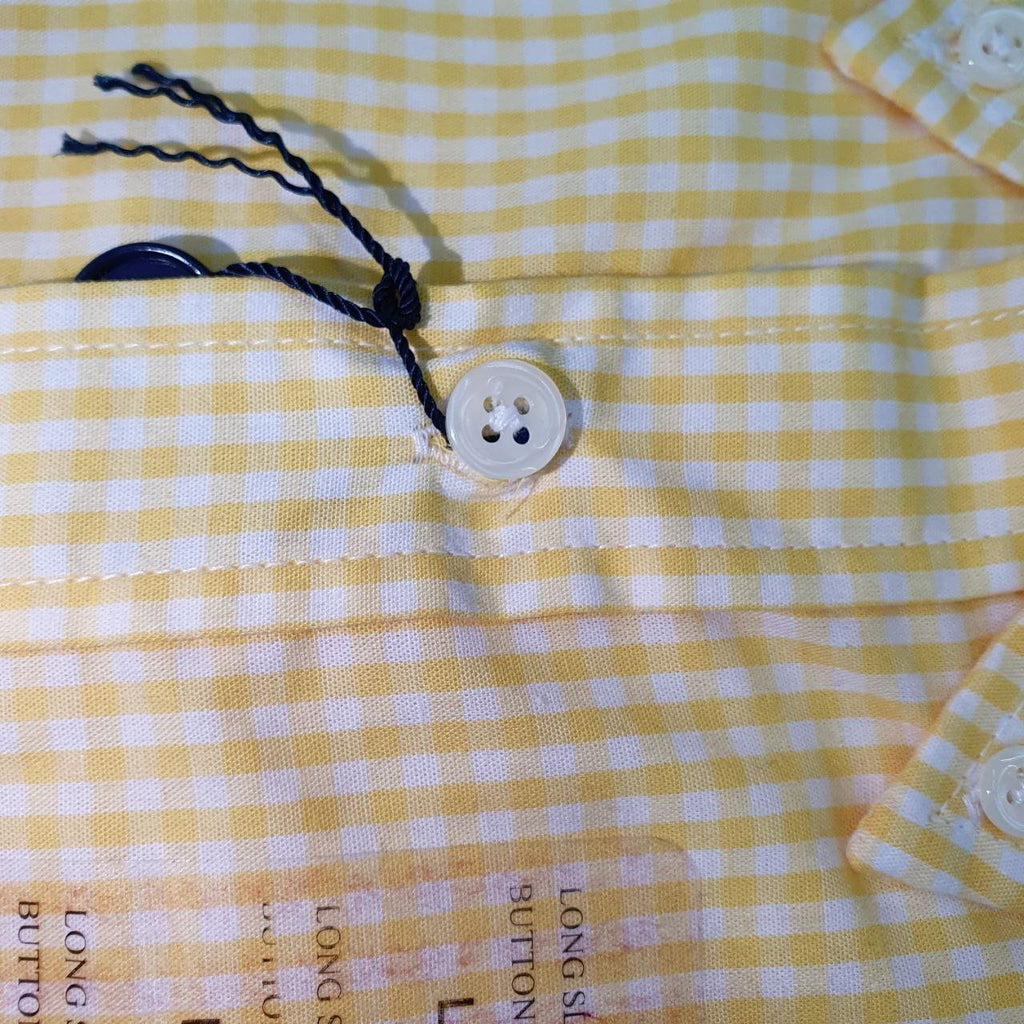 Camisa Ralph Lauren Masculina Micro Xadrez Amarelo Pony Roxo