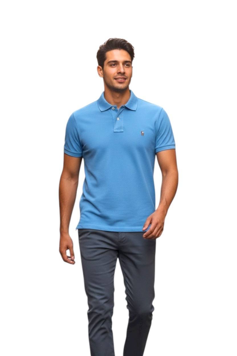 Polo Ralph Lauren Masculina Azul Celeste Pony Colorido