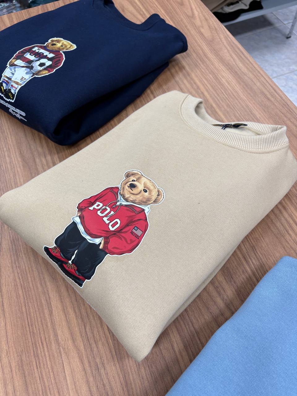 Moletom Ralph Lauren Masculino Areia Peluciado Urso Americano
