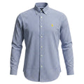 Camisa Ralph Lauren Masculina Micro Xadrez Azul Royal Pony Amarelo