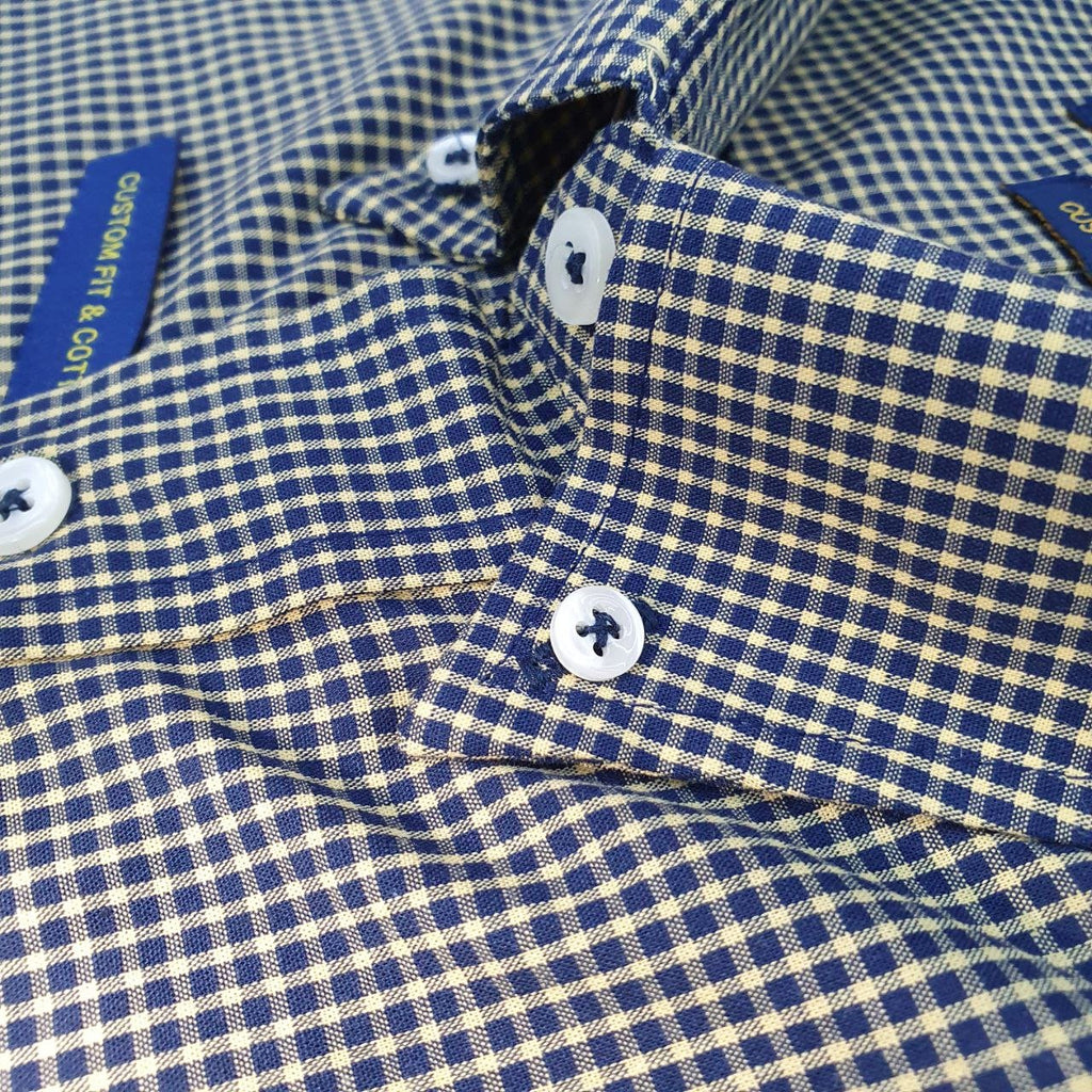 Camisa Ralph Lauren Masculina Micro Xadrez Mostarda Pony Preto