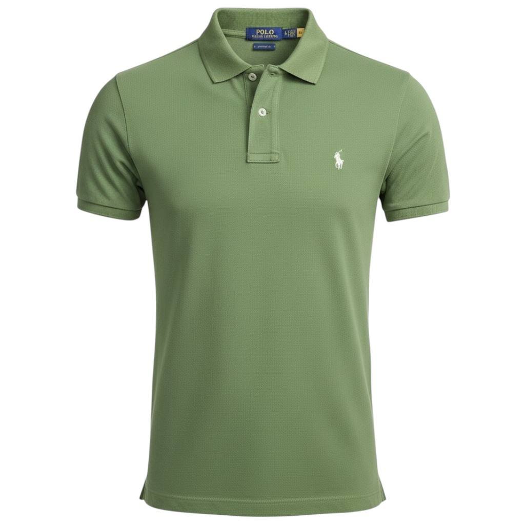 Polo Ralph Lauren Masculina Verde Natura Pony Branco