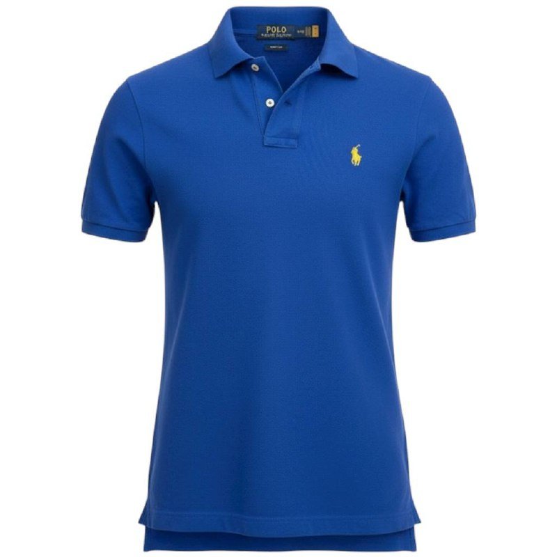 Polo Ralph Lauren Masculina Azul Bic Pony Amarelo