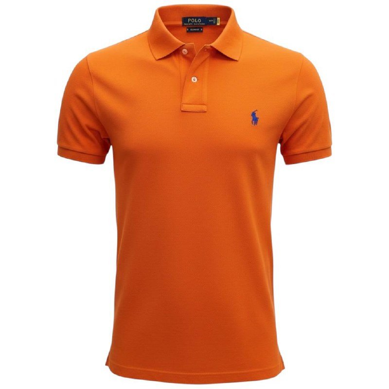 Polo Ralph Lauren Masculina Laranja Pony Azul
