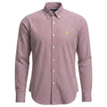 Camisa Ralph Lauren Masculina Micro Xadrez Goiaba Pony Limão