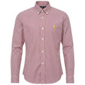 Camisa Ralph Lauren Masculina Micro Xadrez Vermelho Pony Amarelo