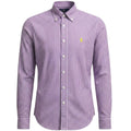 Camisa Ralph Lauren Masculina Micro Xadrez Roxo Pony Amarelo