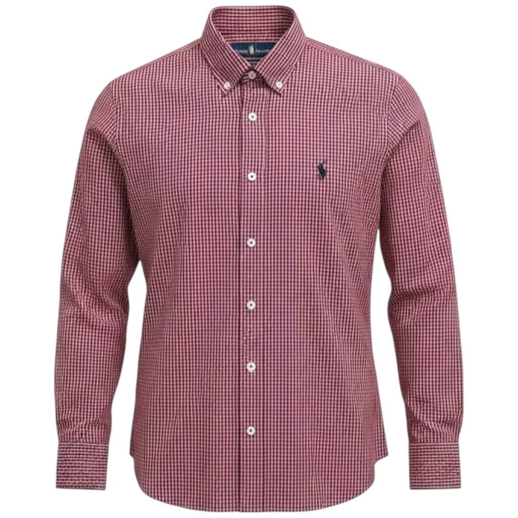 Camisa Ralph Lauren Masculina Micro Xadrez Pitaya Pony Preto