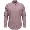 Camisa Ralph Lauren Masculina Micro Xadrez Malbec Pony Bordô