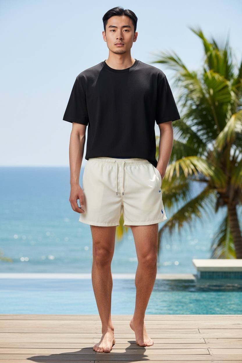 Shorts Ralph Lauren Masculino Praia Cor Branco