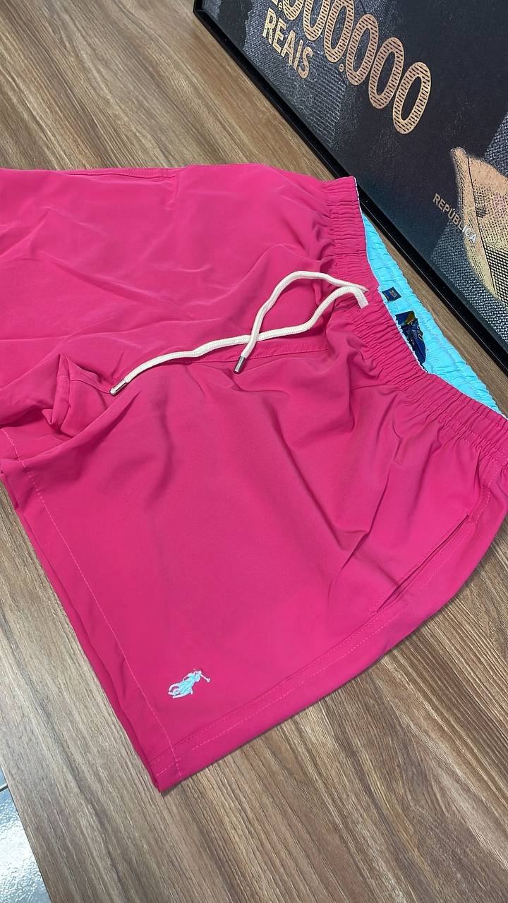 Shorts Ralph Lauren Masculino Praia Cor Rosa Fluorescente