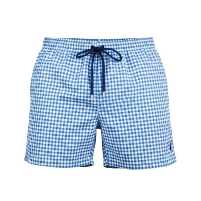 Shorts Ralph Lauren Masculino Xadrez Azul Piscina