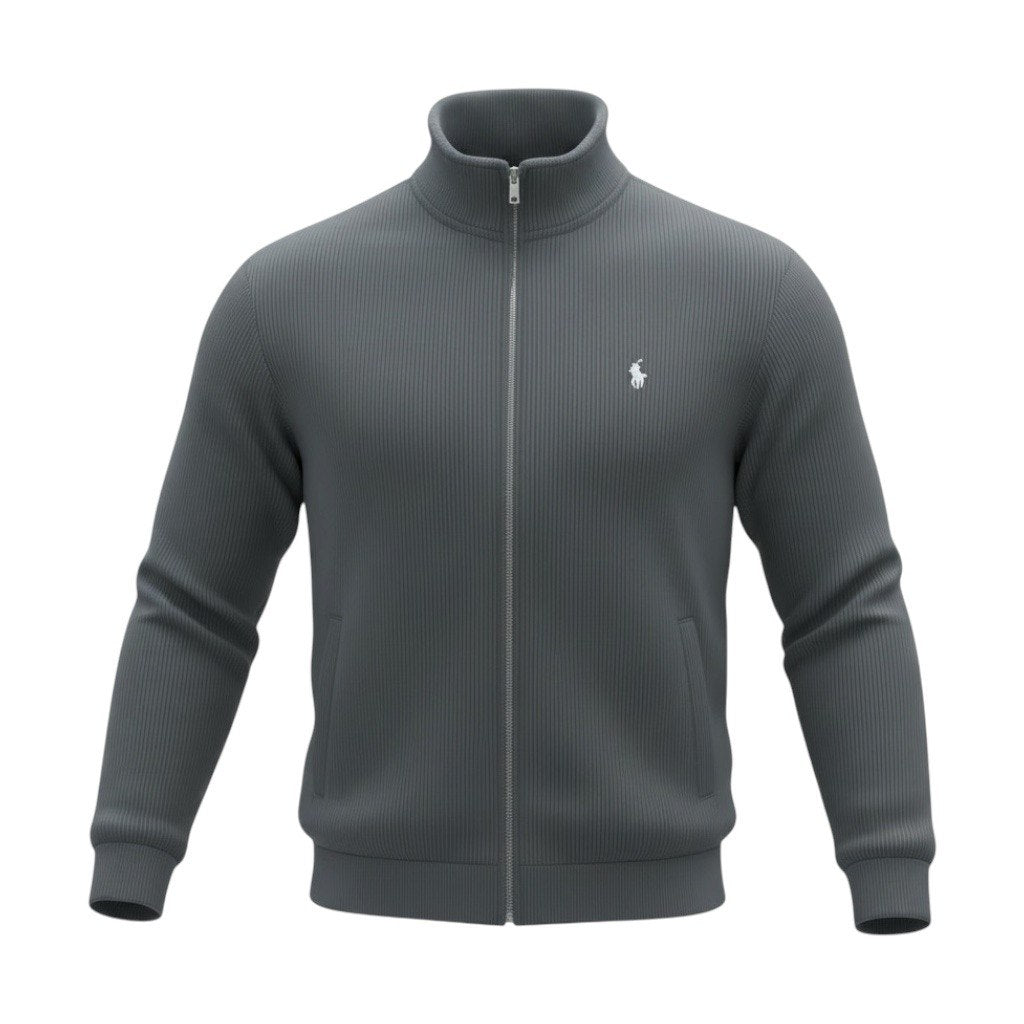 Pulôver Ralph Lauren Masculino Com Zipper Forrado Cor Grafite Pony Branco