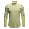 Camisa Ralph Lauren Masculina Xadrez Viscolinho Amarelo Cítrico Pony Marinho