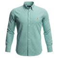 Camisa Ralph Lauren Masculina Xadrez Viscolinho Verde Água Pony Laranja