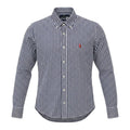 Camisa Ralph Lauren Masculina Xadrez Azul Pony Vermelho
