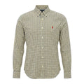Camisa Ralph Lauren Masculina Xadrez Dourado Pony Vermelho