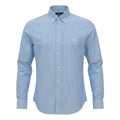 Camisa Ralph Lauren Masculina Azul Bebê Listras Minimalista Pony Rosa