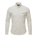 Camisa Ralph Lauren Masculina Creme Listras Executiva Pony Bordô