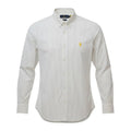 Camisa Ralph Lauren Masculina Branca Listras Executiva Pony Amarelo