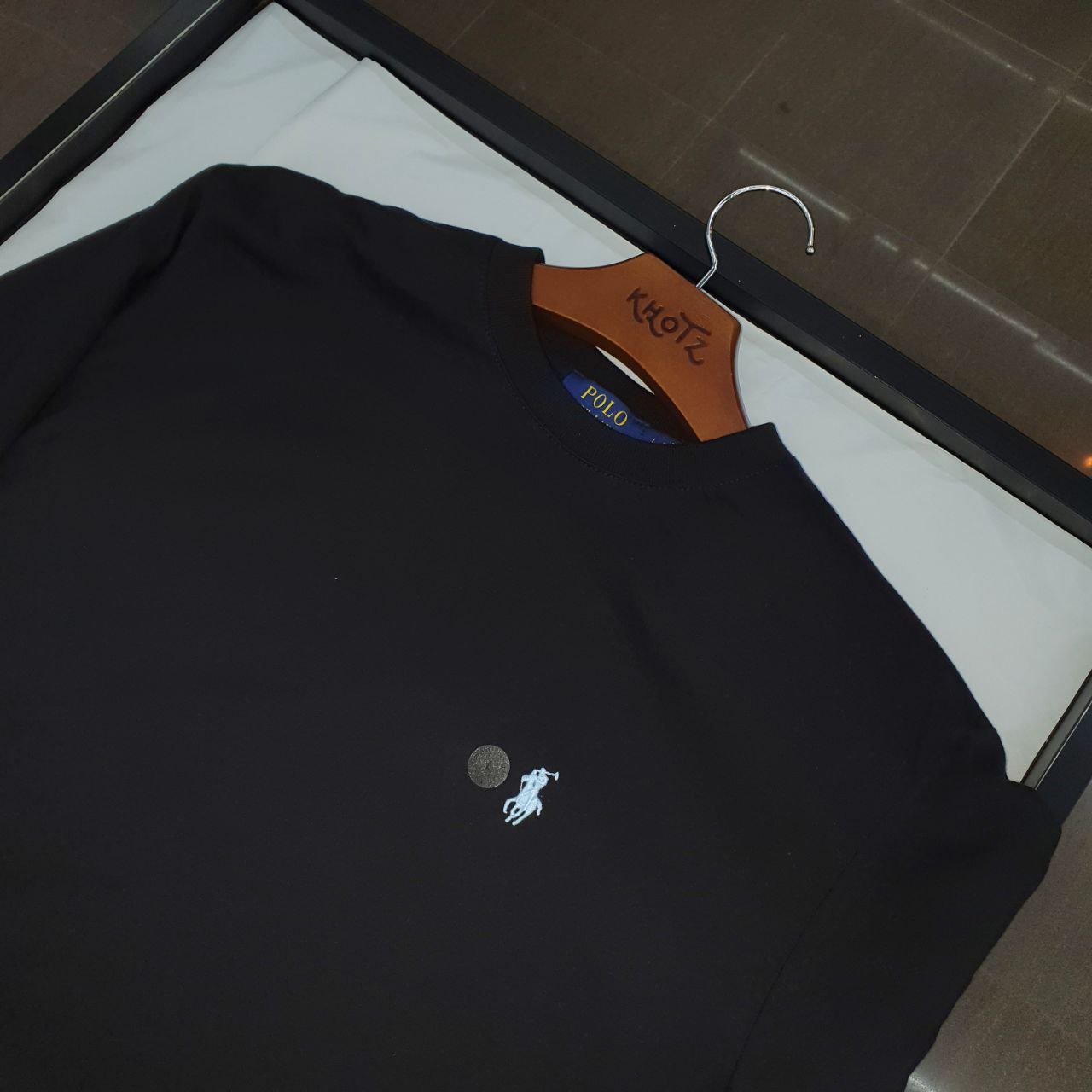 Camiseta Básica Ralph Lauren Masculina Preta Pony Neon