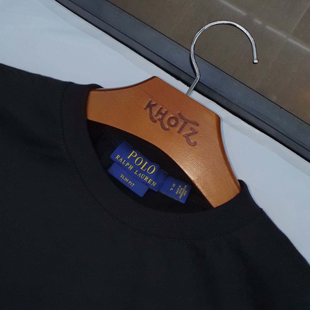 Camiseta Básica Ralph Lauren Masculina Preta Pony Azul