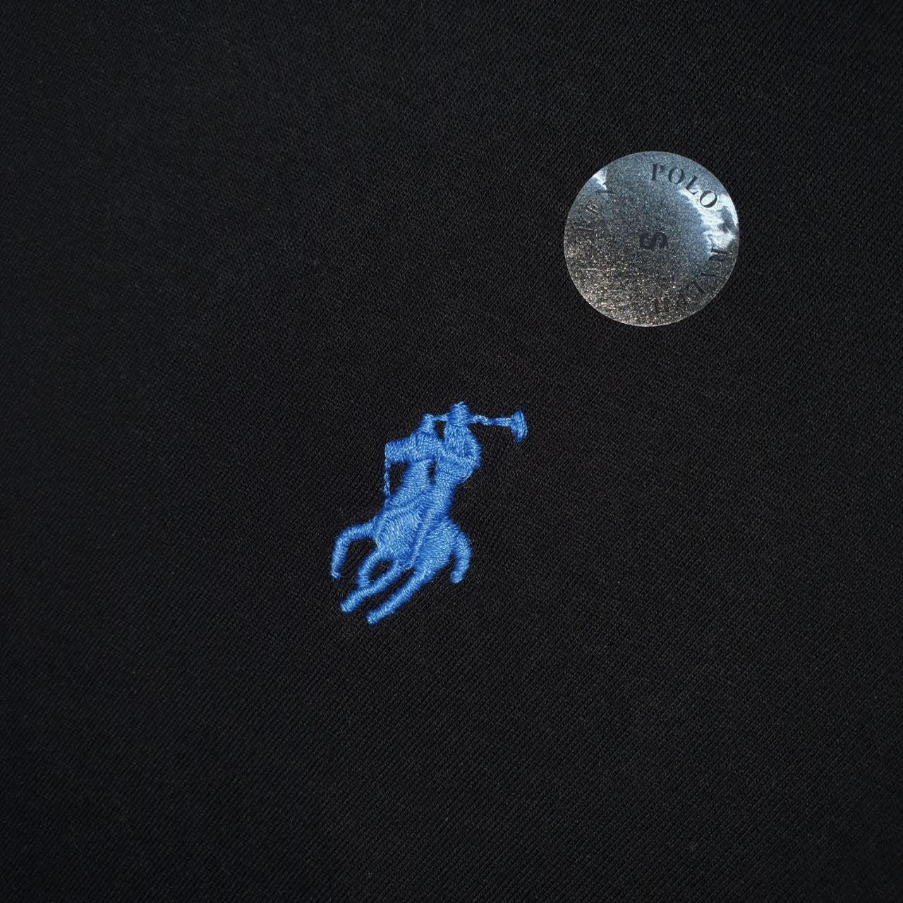 Camiseta Básica Ralph Lauren Masculina Preta Pony Azul