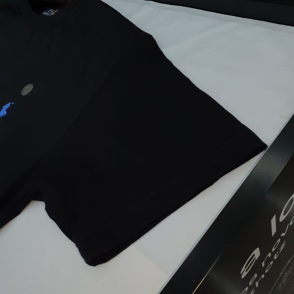 Camiseta Básica Ralph Lauren Masculina Preta Pony Azul